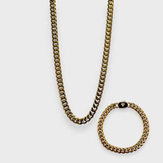 Cuban set 8mm- 18K Yellow Gold