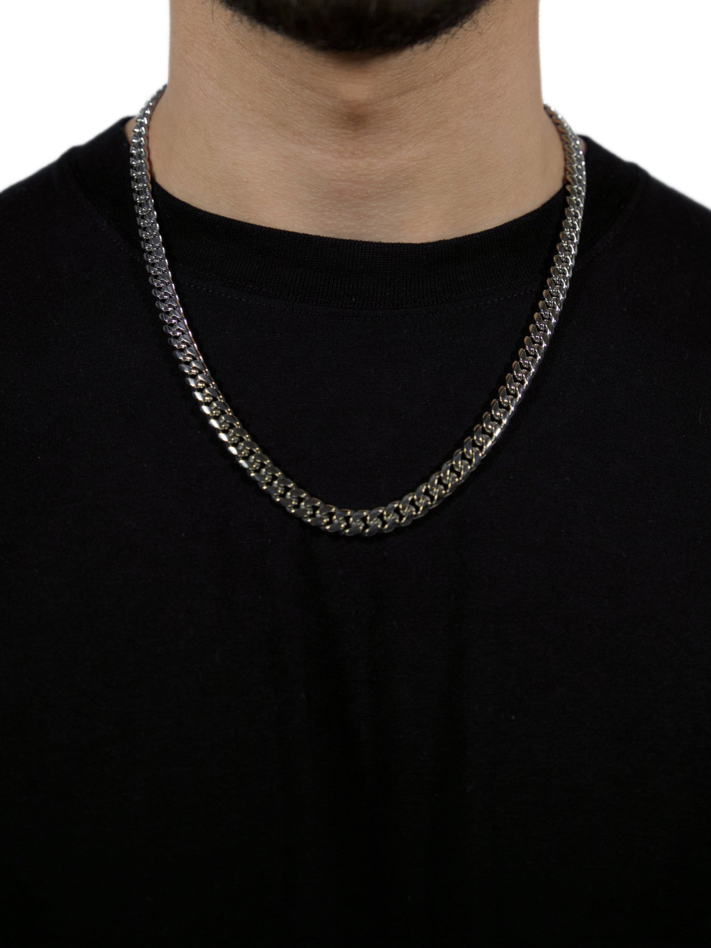 Cuban 8mm- 18k White Gold Chain