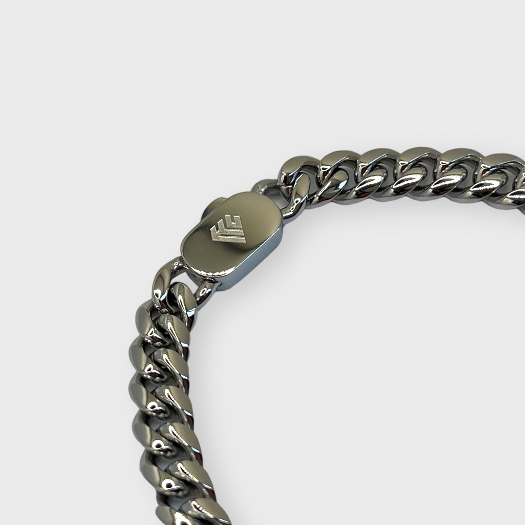 Cuban Bracelet 8mm-  18K White Gold